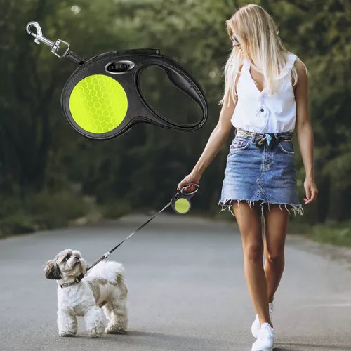 Correa Extensible Larga Retráctil Perros Mascota Hasta 3m Color Amarillo