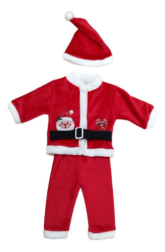 Conjunto Navideño De 3 Piezas Bordado Santa Claus Bebé Niño 