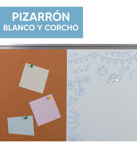 Pizarron Doble Blanco Y Corcho 60x90cm Oficina