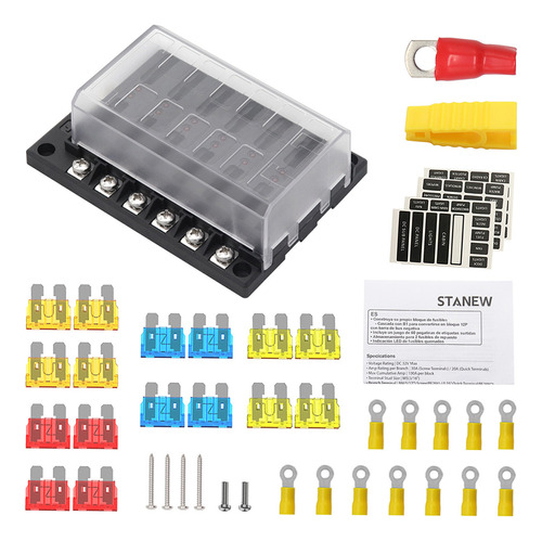 Bloque De Caja De Portafusibles De Cuchilla Dc 12 Vías