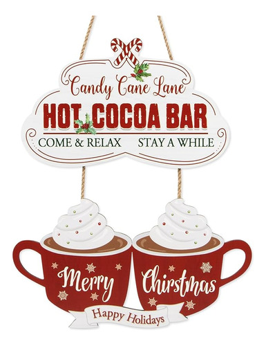 Cartel Colgante De Madera De Cacao Caliente De Navidad Para