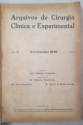 Arquivos De Cirurgia Clinica E Experimental Vol 3 N° 1 Ao 6