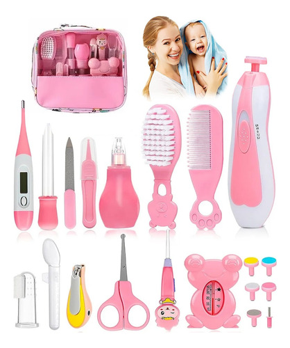 20pcs Kit De Cuidado De Bebe Higiene Termómetros Uñas Rosa