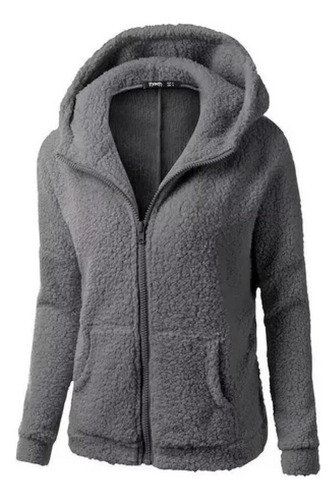 Chaqueta De Forro Polar Suave Con Capucha Para Mujer