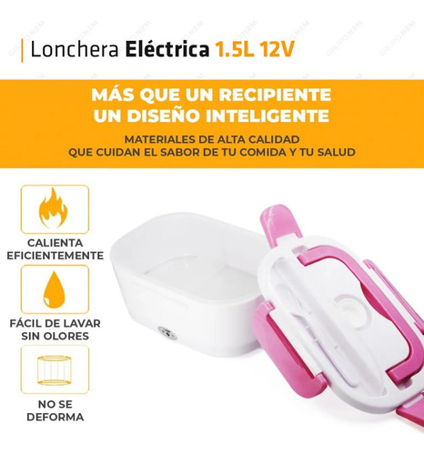 Mibo 505384A Lonchera Vianda Electrica Bandeja Plastico 1.5l Auto Color Blanco