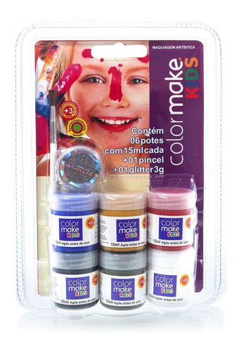 Imagem 1 de 1 de Kit Tinta Liquida Infantil 15ml Com 6 Cores Com Pincel E Gli