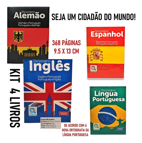 Kit De Dicionários - Ing, Prt, Esp E Alemão