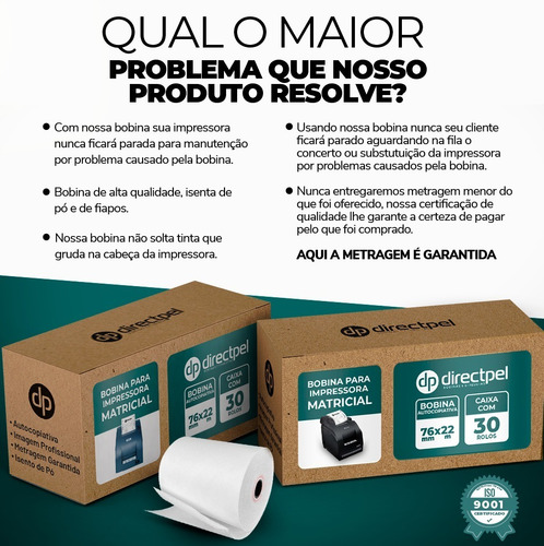 Directpel Bobina Autocopiativa 76x22 2 Vias Mp20 E Mais