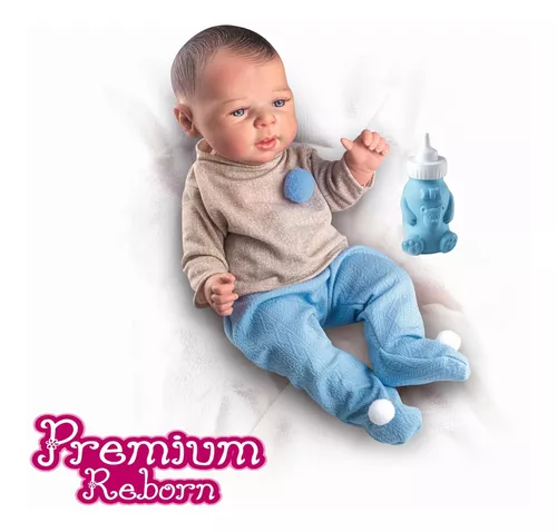 Bebê Reborn Realista Menina Baby Silicone Com Mamadeira em