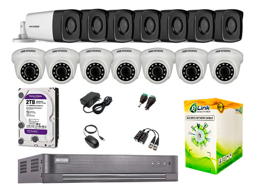 Kit 14 Cámaras Seguridad It3f Hikvision Full Hd 2tb | 40m Ir