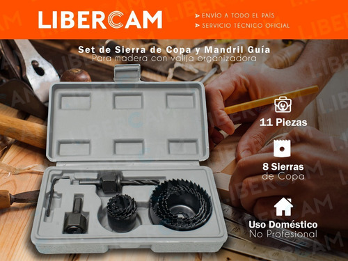 Imagen 3 de 10 de Mechas Sierra Copa Juego 11 Piezas Para Madera Acero Carbon