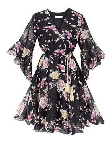 Vestido Casual Gasa Estampado Floral Corto Suelto | Cuotas sin interés Vestido Casual Gasa Estampado Floral Corto Suelto | Cuotas sin interés