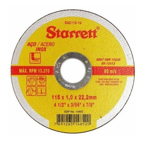 Disco De Corte 4.1/2 X 3/64 X7/8 Starrett