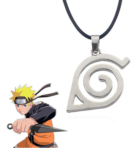 Colar Aldeia Vila Da Folha Naruto Símbolo Konoha Cor Prata  