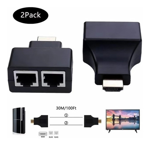 Imagen 1 de 8 de Adaptador Extensor Extesion Hdmi 30m Rj45 Cat5e/6 /e /a