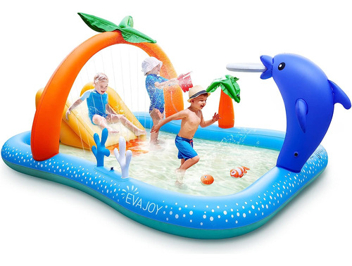 Piscina Para Niños, Centro De Juegos Inflable Con Tobogán, S