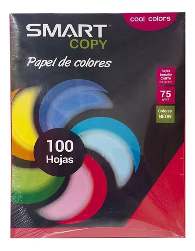 Papel Bond  Carta Cool Colors Con 100 Hojas  Smart Copy