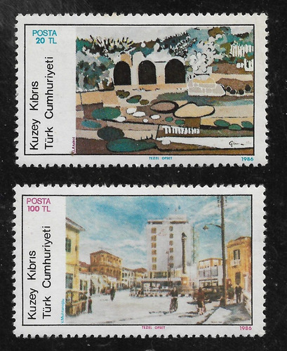 Chipre Turco Serie De 2 Estamp Mint 164/5 Pinturas Año 1986 