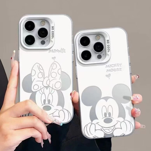 Capinha Case Compatível Com iPhone Mickey Minnie Espelhada