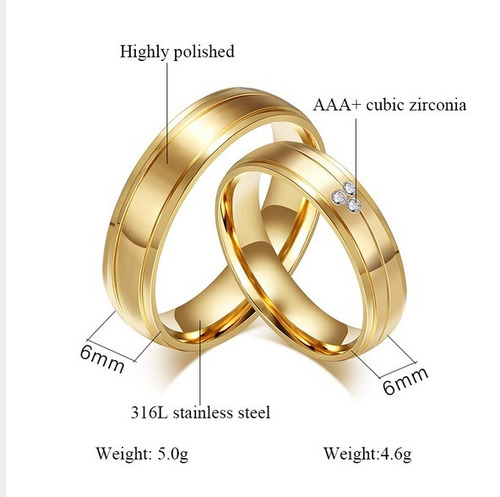 Anillo Elegante De Acero Para Bodas- Compromisos.