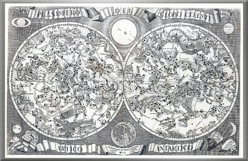 Cuadro Mapa Planisferio Celeste Constelaciones Siglo 17 1687