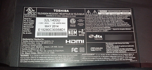 Imagen 9 de 9 de Tv Televisor Led Toshiba 32l1400 Nuevo Pantalla Partida