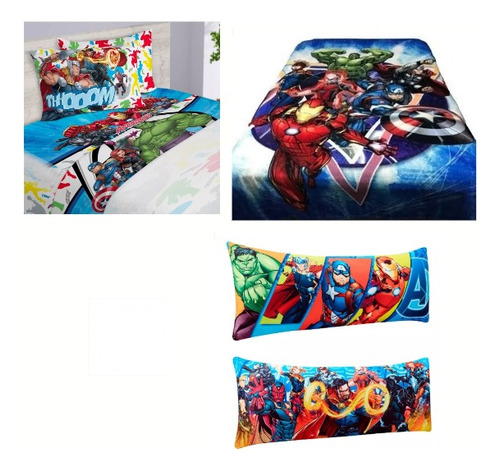 Set Sabanas, Frazada, Almohada De Avengers Matrimonial