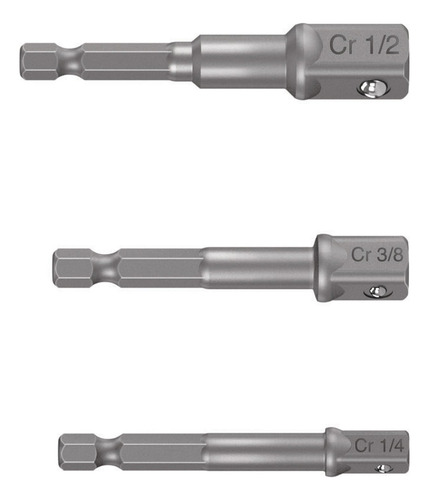 Adaptadores Para Dados 1/4 3/8 1/2 Taladro Acero 3pz 10752