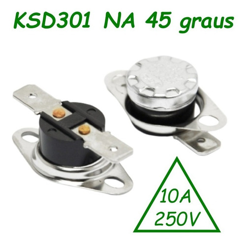 Termostato Ksd301 45 Graus - Normal Aberto - N O