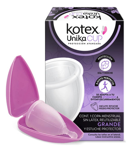 Kotex Unika, Copa Menstrual Con Estuche, Tamaño Grande 25 Ml