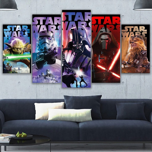 5 Cuadros Decorativos Star Wars Diseño Artistico 150x84cm