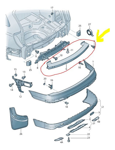 Parachoque Trasero Interior Original Para Audi Q7 09-15 (Usado)