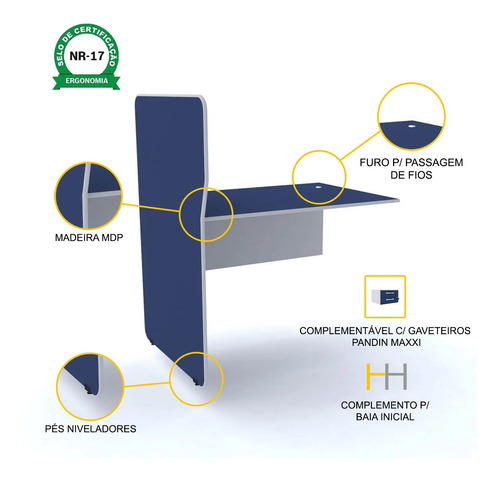 Baia Atendimento Simples Contínua Pandin Maxxi - Azul/cinza Azul/cinza