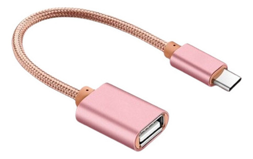 Cable Otg Tipo C De Metal Para Pendrive Mouse Teclado Usb Color Rosado