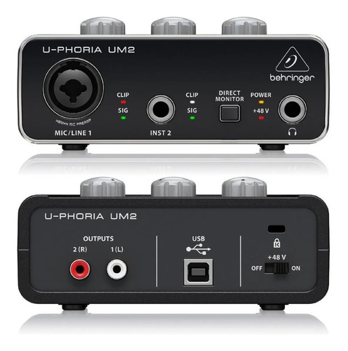 Placa De Audio Behringer Um2 Con Phantom Monitoreo Directo