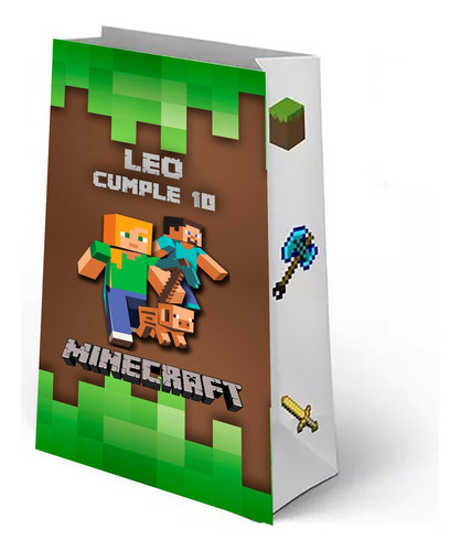 Bolsitas Para Cumple Personalizadas Minecraft X10