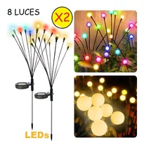 Comprar Luces Solares Led Multicolor Jardín Ramo Luciérnagas Pack 2