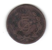 5 Centavos 1928 México Números Chicos Moneda Muy Escasa Hm4