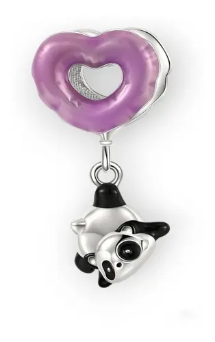 Gemelos De Plata De Ley 925 Con Diseño De Oso Panda - Hechos A Mano - Incluye Caja De Regalo