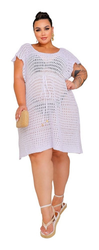 Saida De Praia Feminina Vestido Plus Size Tricô Moda Praia