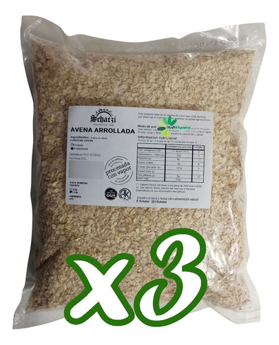 Avena Arrollada Orgánica X 1.5 Kg Schatzi Libre Ogm X 3 Uni