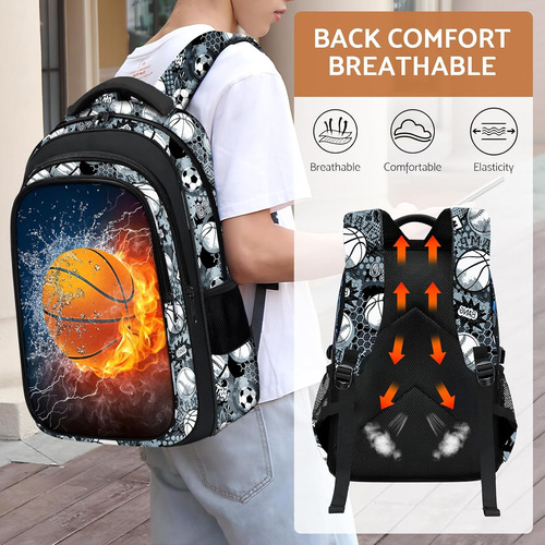 Mochila Escolar Fitvc Grande Ergonomica - Basketball