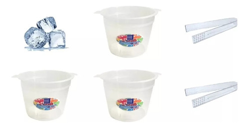 Hieleras Plástico Y Tenazas Pinzas Clip Hielo Fiesta 10 Pzs Color Transparente Lisa
