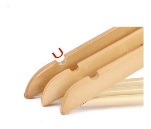 Imagen 2 de 6 de Pack 15 Colgadores De Madera Ganchos Perchero Ropa