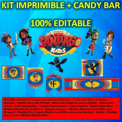 Kit Imprimible Santiago De Los Mares + Candy Editable