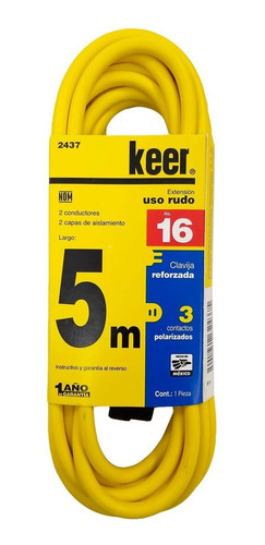 Keer (2437) Extension Uso Rudo 5 M 7 Amps.2 Cond.