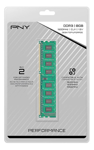 Pny Rendimiento 8 Gb Ddr3 1600mhz (pc3-12800) Cl11 1.5v 