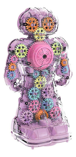 Brinquedo Robô Musical Luzes Color Transparente Bate-volta Cor Rosa