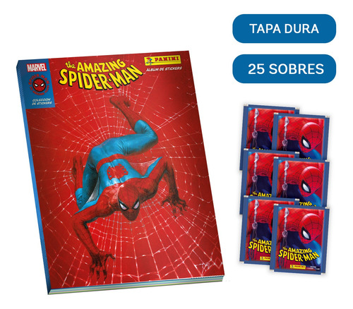Imagen 1 de 1 de Pack Spiderman 60 Años (1 Álbum Tapa Dura + 25 Sobres)
