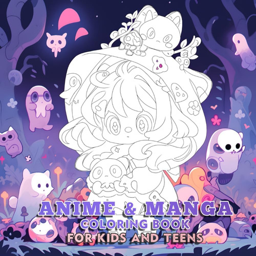 Libro: Anime And Manga Coloring Book For Kids And Teens: Div